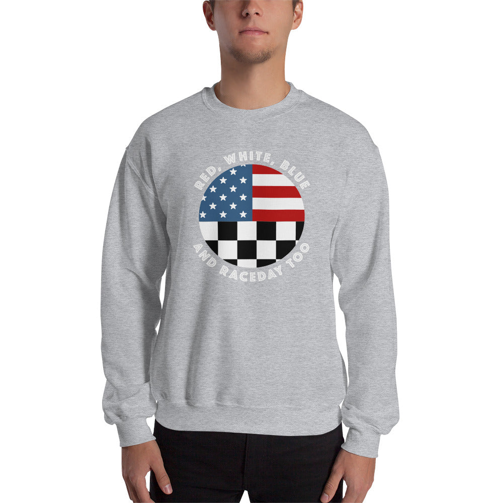 Highline Clothing Unisex Sweatshirt - Red, White, Blue and Raceday Too - Gray