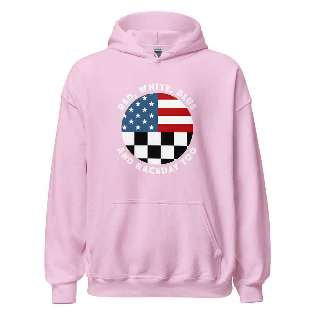 Highline Clothing Unisex Sweatshirt - Red, White, Blue and Raceday Too - Pink