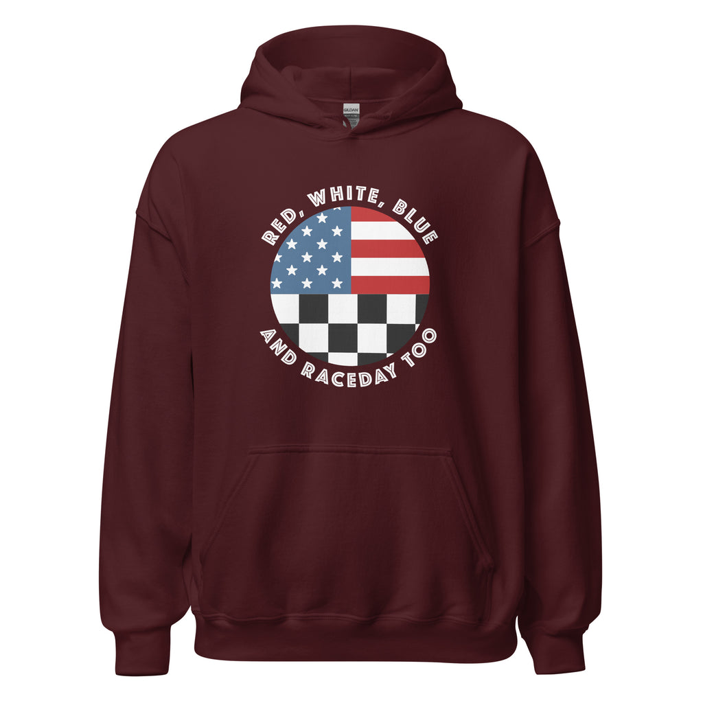 Highline Clothing Unisex Sweatshirt - Red, White, Blue and Raceday Too - Maroon
