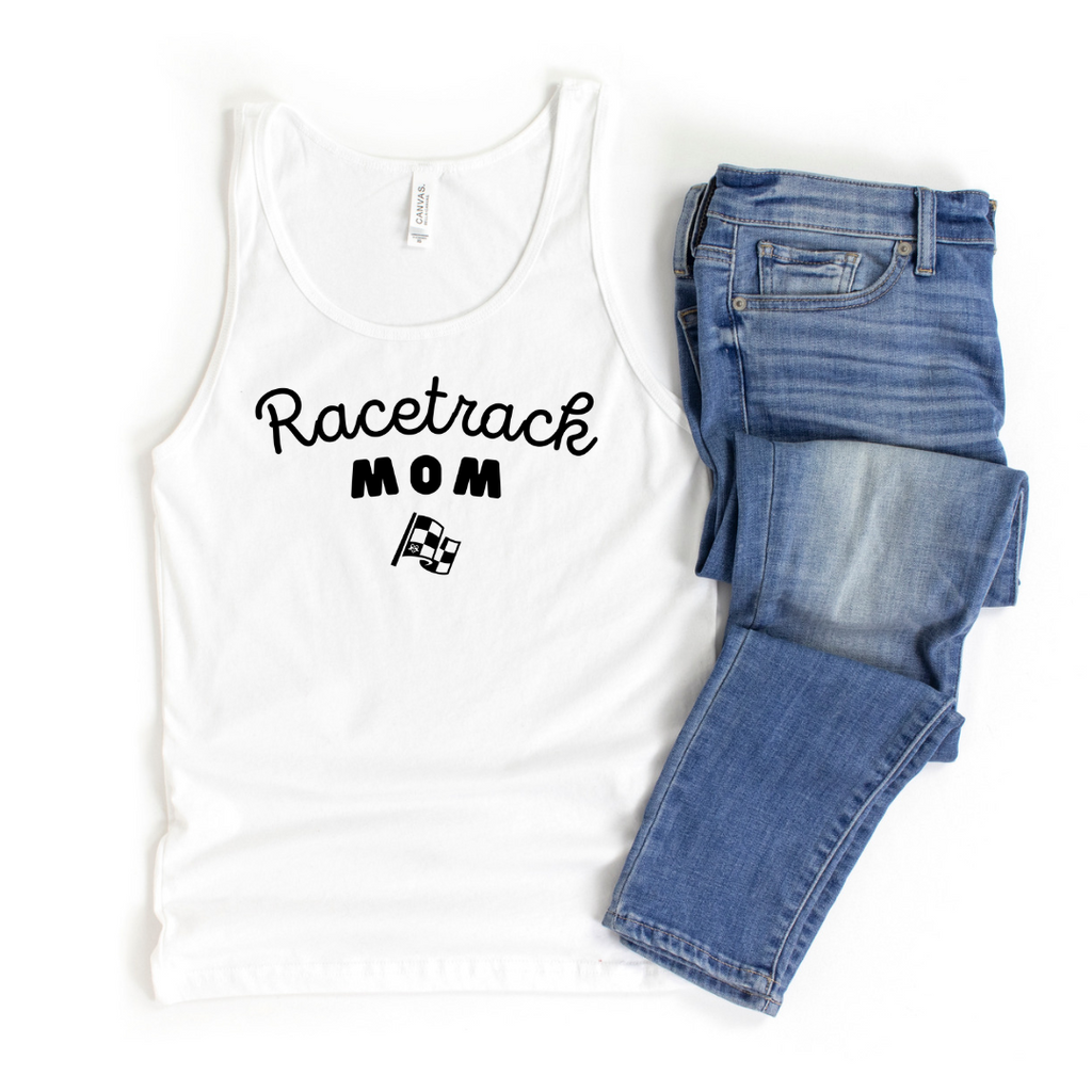 Highline Clothing Racetrack Mom Graphic Tank Top - White